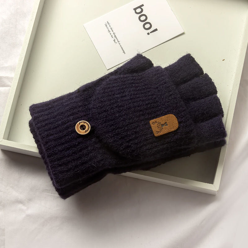 Winter Knitted Fingerless Gloves for Men & Women Thicken Warm Half Finger Touchscreen Student Gloves for Typing, Driving