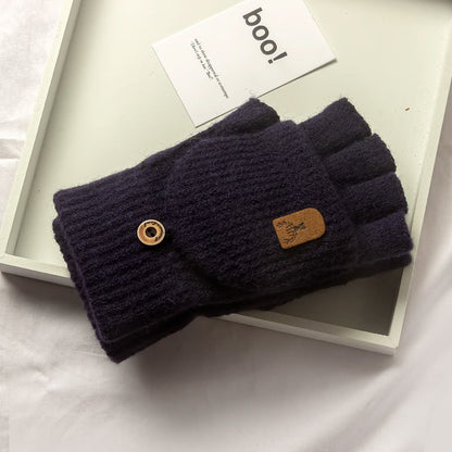 Winter Knitted Fingerless Gloves for Men & Women Thicken Warm Half Finger Touchscreen Student Gloves for Typing, Driving