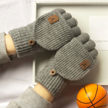 Winter Knitted Fingerless Gloves for Men & Women Thicken Warm Half Finger Touchscreen Student Gloves for Typing, Driving