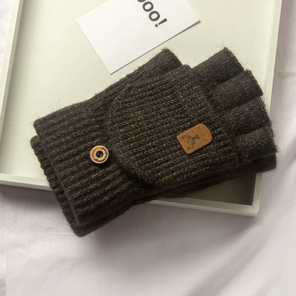 Winter Knitted Fingerless Gloves for Men & Women Thicken Warm Half Finger Touchscreen Student Gloves for Typing, Driving
