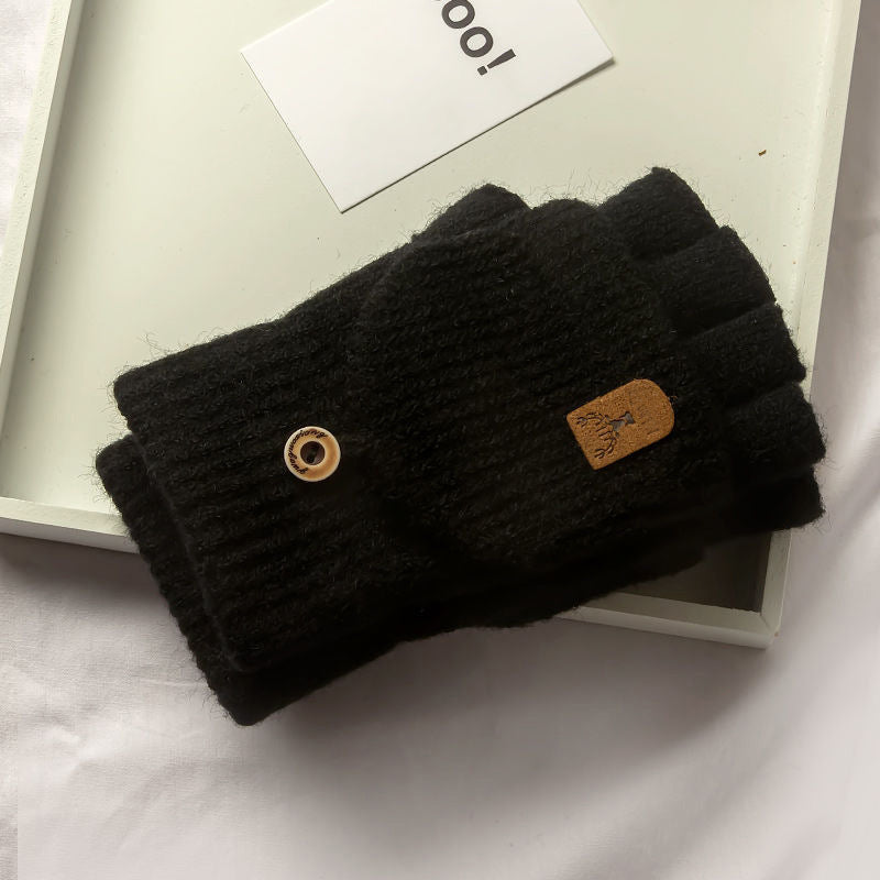 Winter Knitted Fingerless Gloves for Men & Women Thicken Warm Half Finger Touchscreen Student Gloves for Typing, Driving