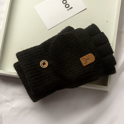 Winter Knitted Fingerless Gloves for Men & Women Thicken Warm Half Finger Touchscreen Student Gloves for Typing, Driving