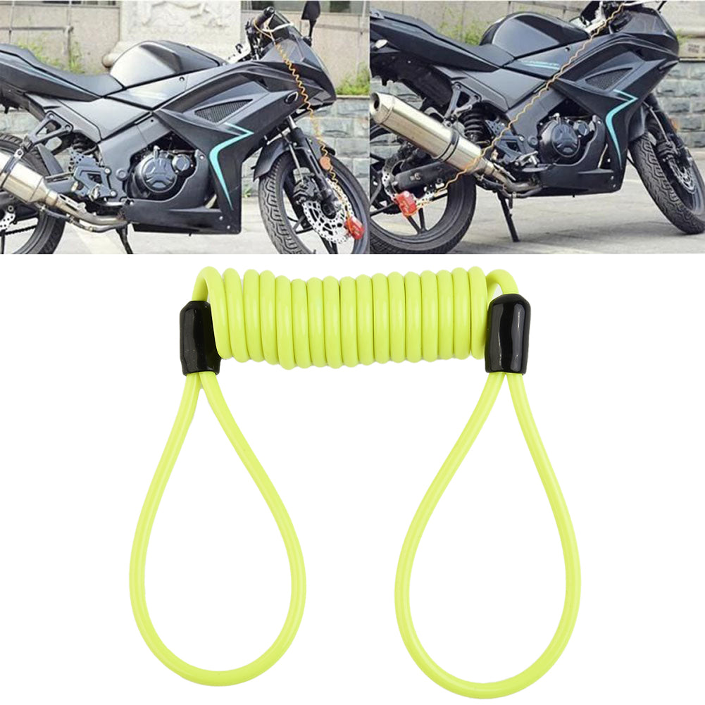 Motorcycle Disc Lock Reminder Cable 1.2M Anti Thief Brake Lock Alarm Coil Tether for Motorbike Wheel Security Handgrip