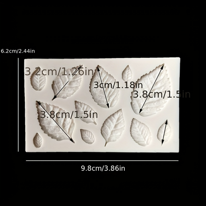 Rose Leaf Shape Chocolate Mold 3D Silicone Fondant Mold Leaf Candy Mold for DIY Cake Decorating Gum Paste Crafts Baking