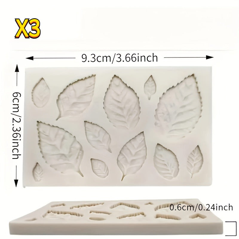 Rose Leaf Shape Chocolate Mold 3D Silicone Fondant Mold Leaf Candy Mold for DIY Cake Decorating Gum Paste Crafts Baking