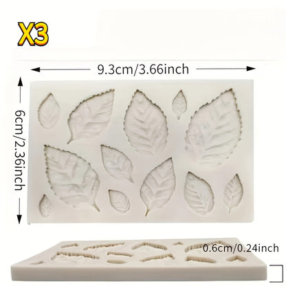 Rose Leaf Shape Chocolate Mold 3D Silicone Fondant Mold Leaf Candy Mold for DIY Cake Decorating Gum Paste Crafts Baking