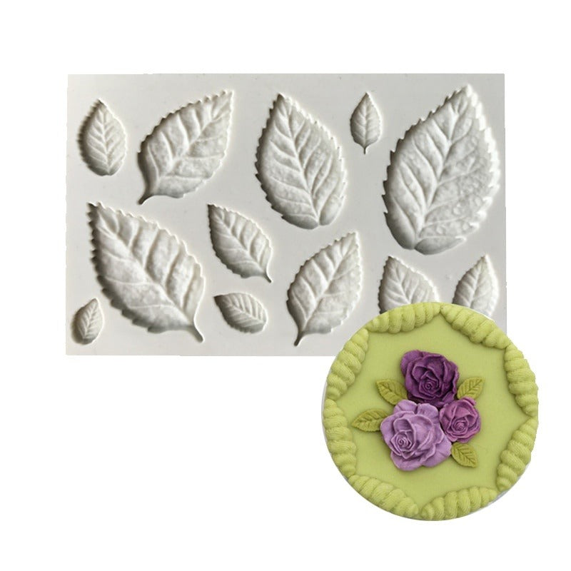 Rose Leaf Shape Chocolate Mold 3D Silicone Fondant Mold Leaf Candy Mold for DIY Cake Decorating Gum Paste Crafts Baking