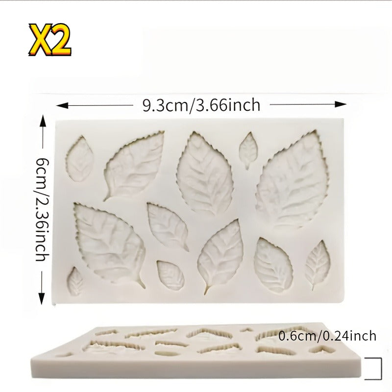 Rose Leaf Shape Chocolate Mold 3D Silicone Fondant Mold Leaf Candy Mold for DIY Cake Decorating Gum Paste Crafts Baking