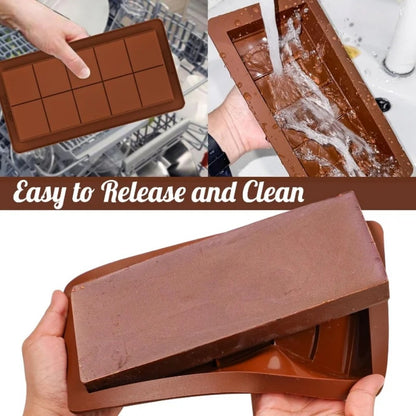 Silicone Chocolate Bar Moulds, Easy Release, Break Apart Wax Melt Tray for Protein, Energy Bars & Custom Handmade Gift