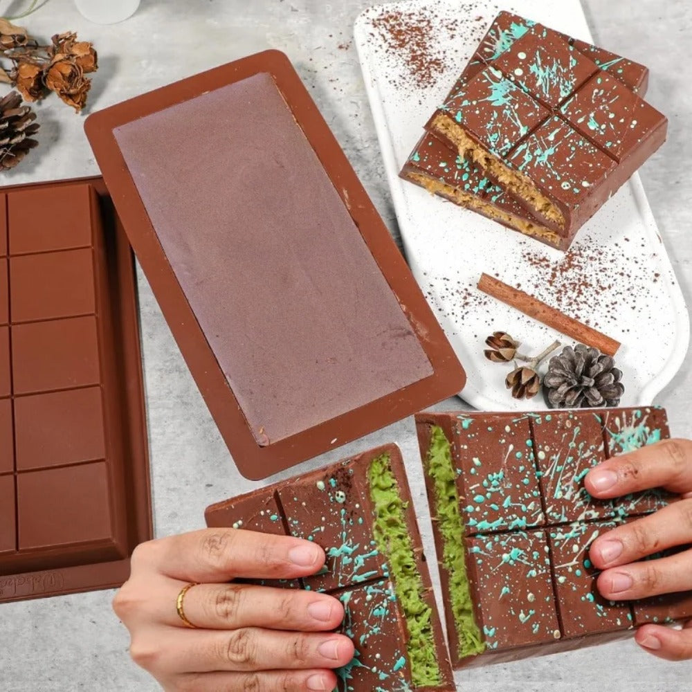 Silicone Chocolate Bar Moulds, Easy Release, Break Apart Wax Melt Tray for Protein, Energy Bars & Custom Handmade Gift