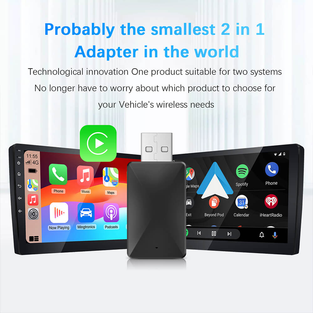 Wireless CarPlay Android Auto Adapter, Convert OEM Wired to Wireless, USB Plug & Play for Factory Car Stereo System