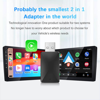 Wireless CarPlay Android Auto Adapter, Convert OEM Wired to Wireless, USB Plug & Play for Factory Car Stereo System