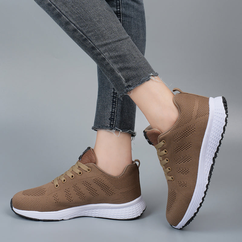 Lightweight Low Top Women Breathable Knit Sneakers Casual Lace Up Outdoor Walking Shoes For Travel  1