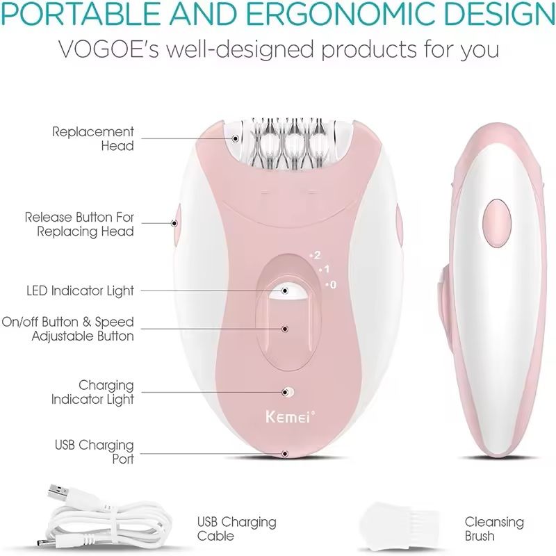 Rechargeable Women Epilator Electric Hair Remover For Body And Face 3