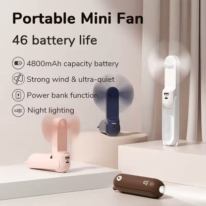 3 in 1 Portable Handheld Fan with Power Bank and Flashlight