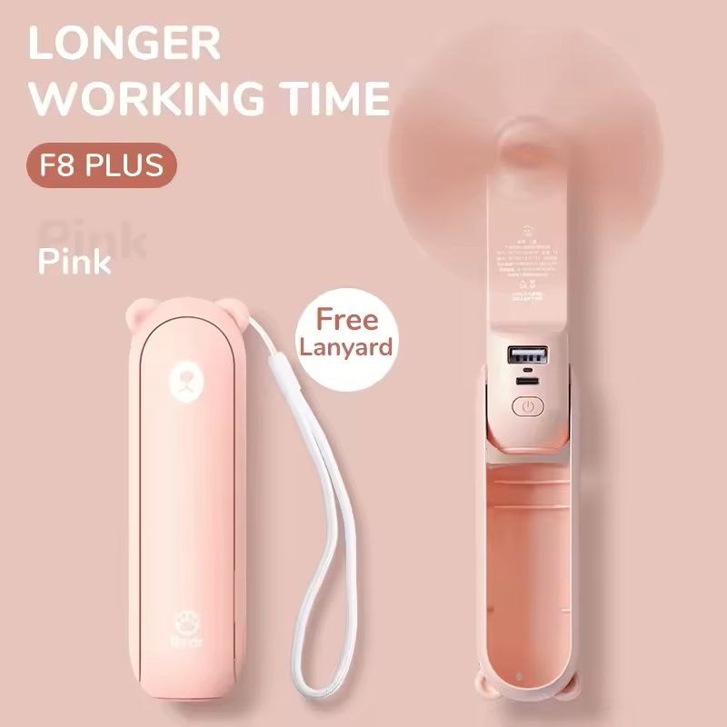 3 In 1 Portable Handheld Fan With Power Bank And Flashlight 10