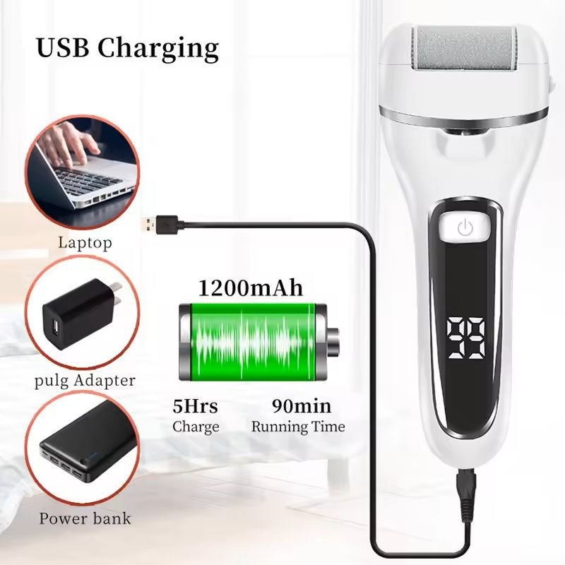 Electric Foot File Callus Remover Rechargeable Pedicure Tool 2