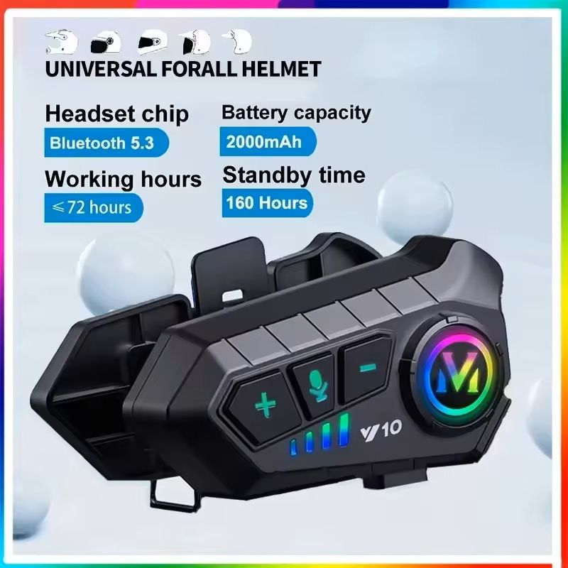 Motorcycle Helmet Bluetooth Headset Waterproof with Long Battery Life