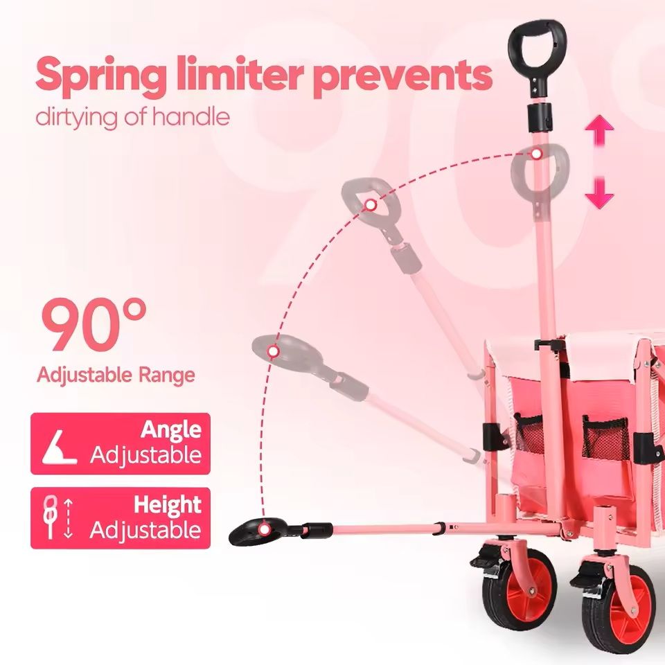 52 Inch Folding Utility Wagon Cart Heavy Duty Collapsible With 330 Lb Capacity 1