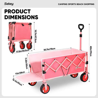 52 Inch Folding Utility Wagon Cart Heavy Duty Collapsible With 330 Lb Capacity 2