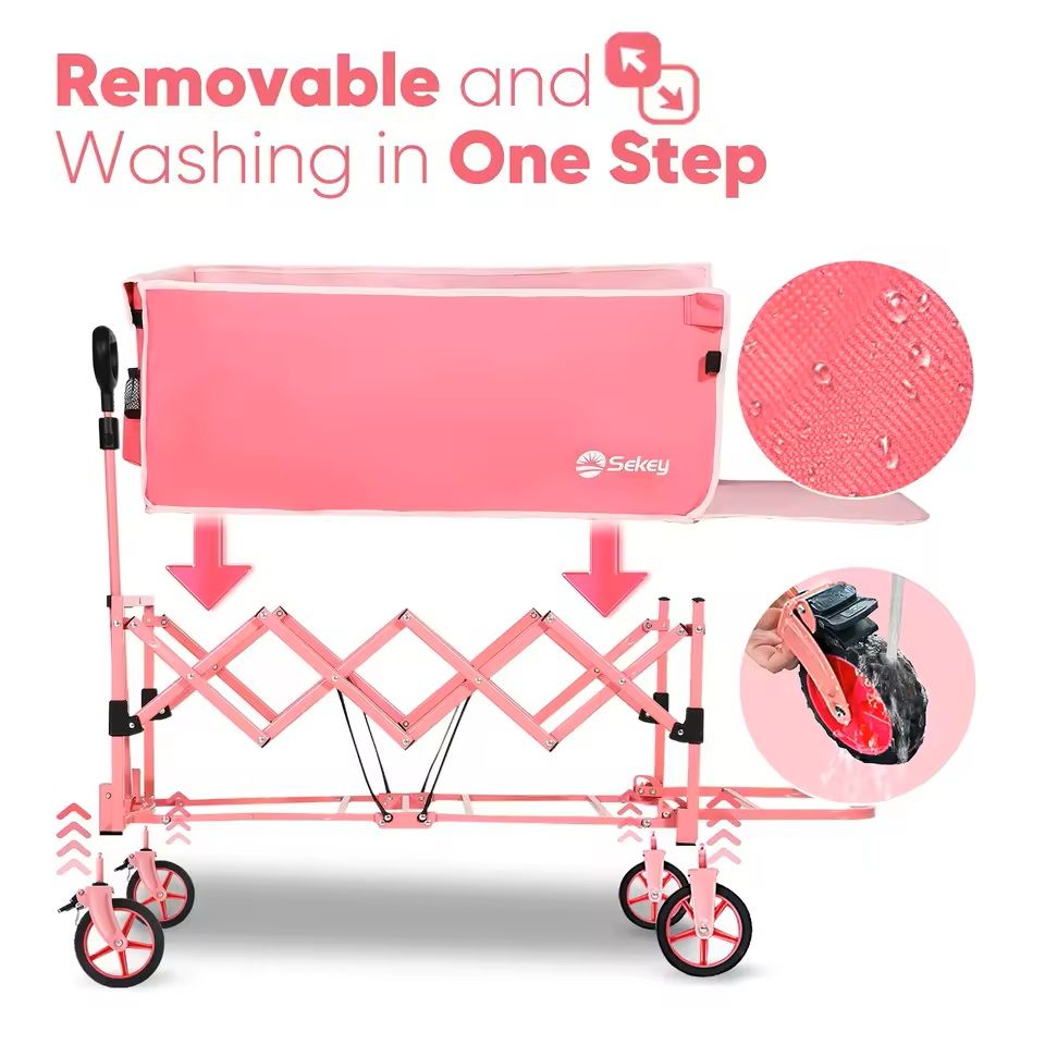 52 Inch Folding Utility Wagon Cart Heavy Duty Collapsible With 330 Lb Capacity 4