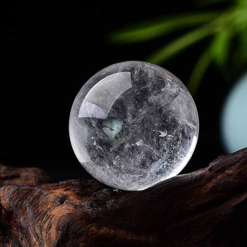 Natural Clear Quartz Crystal Ball – 28-32mm Healing Stone with Wooden Stand for Meditation & Home Decor