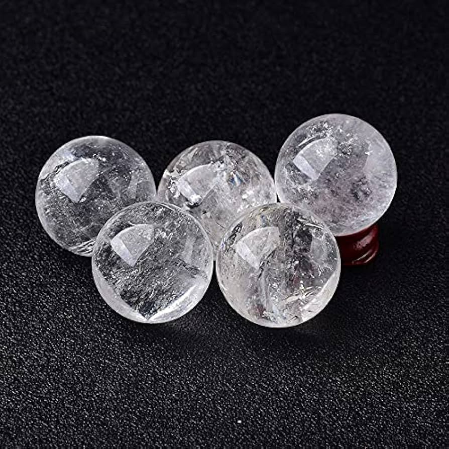 Natural Clear Quartz Crystal Ball  2832mm Healing Stone With Wooden Stand For Meditation  Home Deco 3