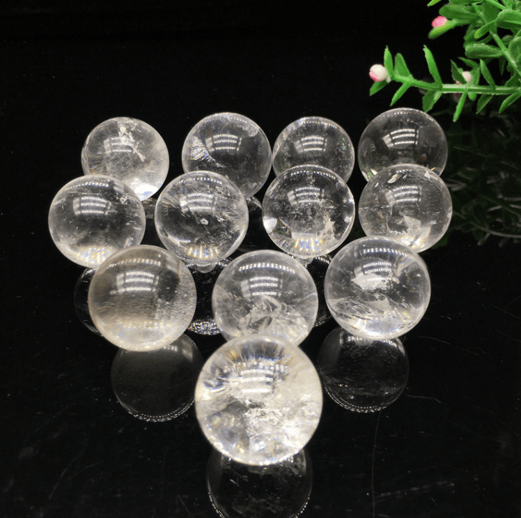 Natural Clear Quartz Crystal Ball  2832mm Healing Stone With Wooden Stand For Meditation  Home Deco 4