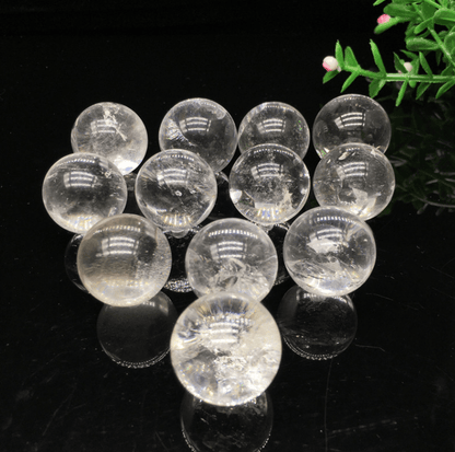 Natural Clear Quartz Crystal Ball  2832mm Healing Stone With Wooden Stand For Meditation  Home Deco 4
