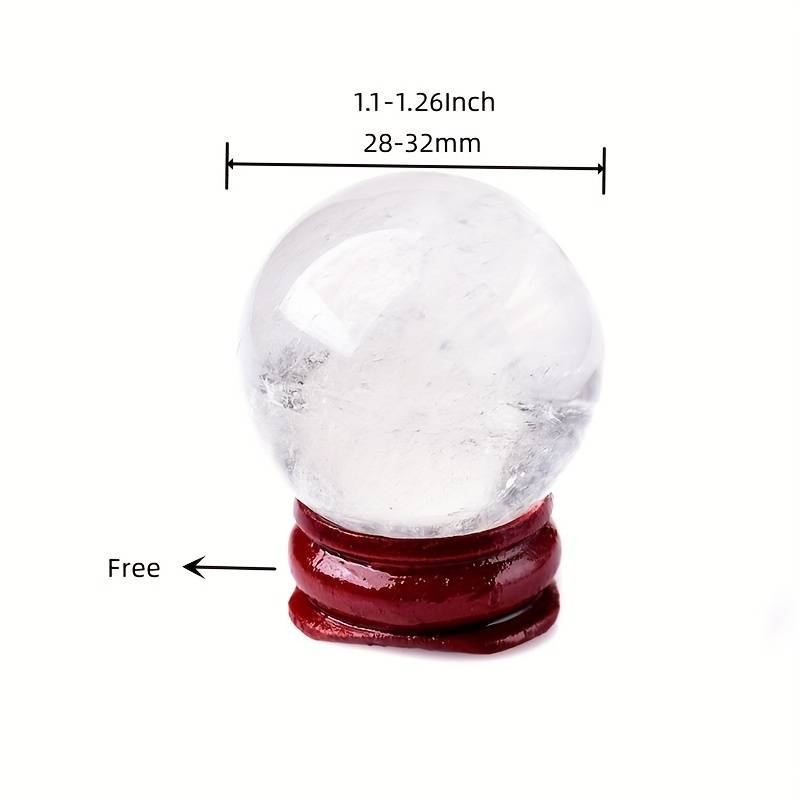 Natural Clear Quartz Crystal Ball  2832mm Healing Stone With Wooden Stand For Meditation  Home Deco 5