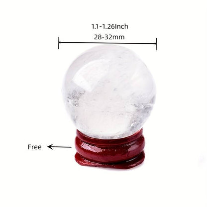 Natural Clear Quartz Crystal Ball  2832mm Healing Stone With Wooden Stand For Meditation  Home Deco 5