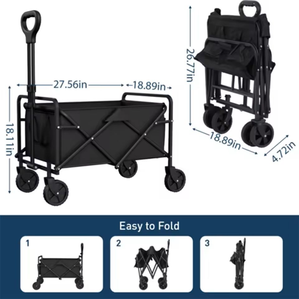 Foldable Utility Wagon Cart Portable Outdoor Camping Trolley 7