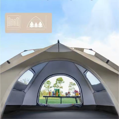 Outdoor Camping Tent with Sunshade Two Doors and Two Windows