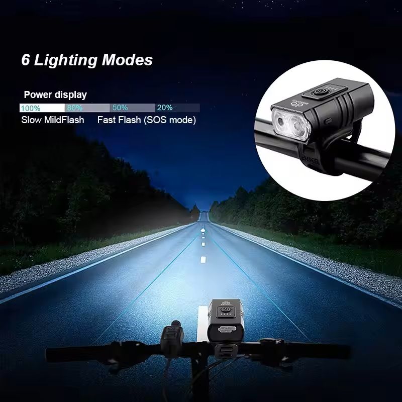 USB Rechargeable Bike Light Set Front LED Headlight And Taillight 1