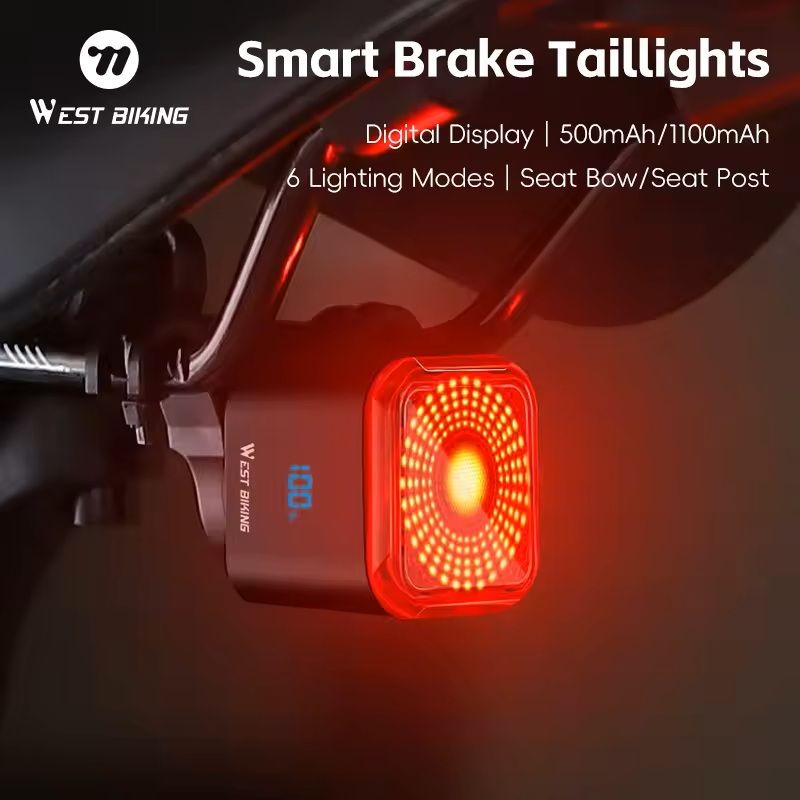 Bike Rear Light with Brake Sensing and Digital Power Display