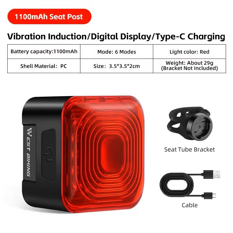 Bike Rear Light With Brake Sensing And Digital Power Display 9