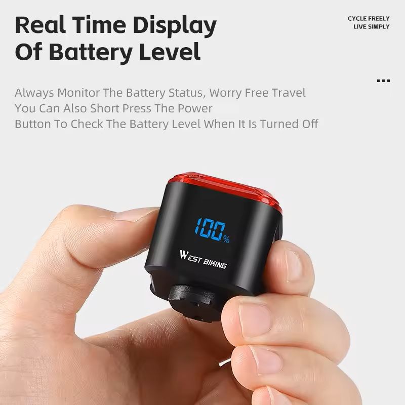 Bike Rear Light With Brake Sensing And Digital Power Display 2