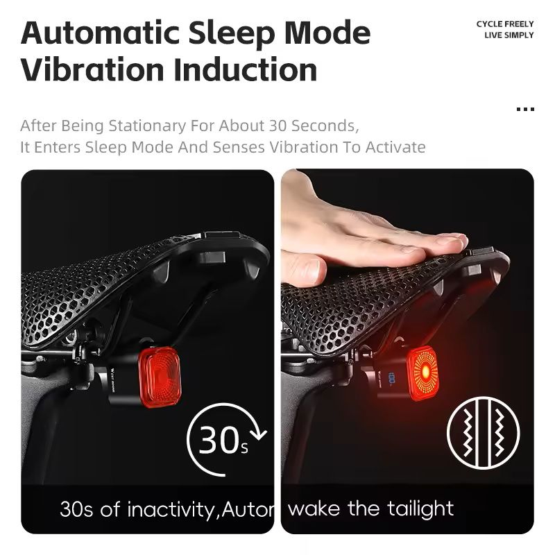 Bike Rear Light With Brake Sensing And Digital Power Display 5