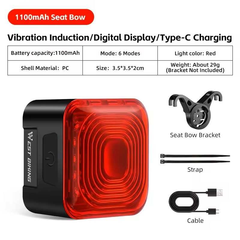Bike Rear Light With Brake Sensing And Digital Power Display 8