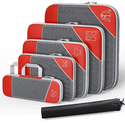 6 Piece Travel Packing Cubes Set With Shoe Bag And Mesh Windows 6