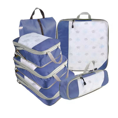6 Piece Travel Packing Cubes Set With Shoe Bag And Mesh Windows 14