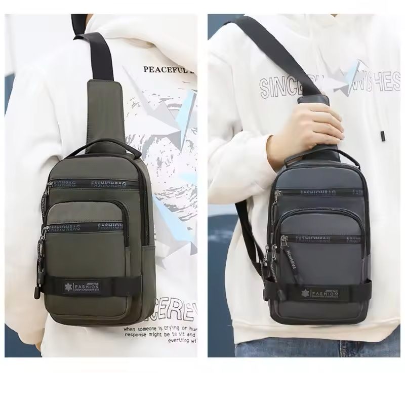 Mens Large Capacity Chest Bag Lightweight Nylon Crossbody Backpack 1