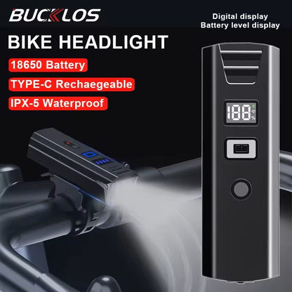Rechargeable Bike Headlight Type-C USB Powerful Front Handlebar Light