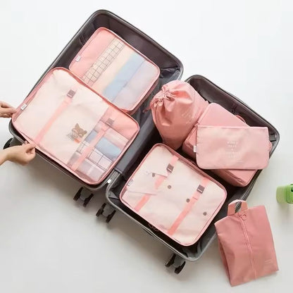 7 Piece Travel Packing Cubes Set With Shoe Bag And Pouches 6