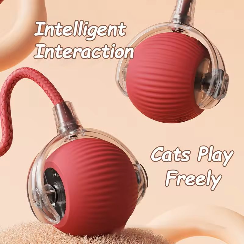 Interactive Cat Ball Toy Rechargeable Smart Rolling With Faux Tail 1