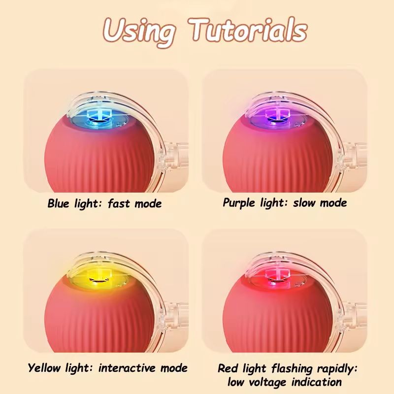 Interactive Cat Ball Toy Rechargeable Smart Rolling With Faux Tail 5