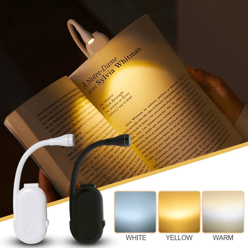 Mini LED Book Light  EyeFriendly 3Color Rechargeable ClipOn Lamp For Reading Travel  Study 4