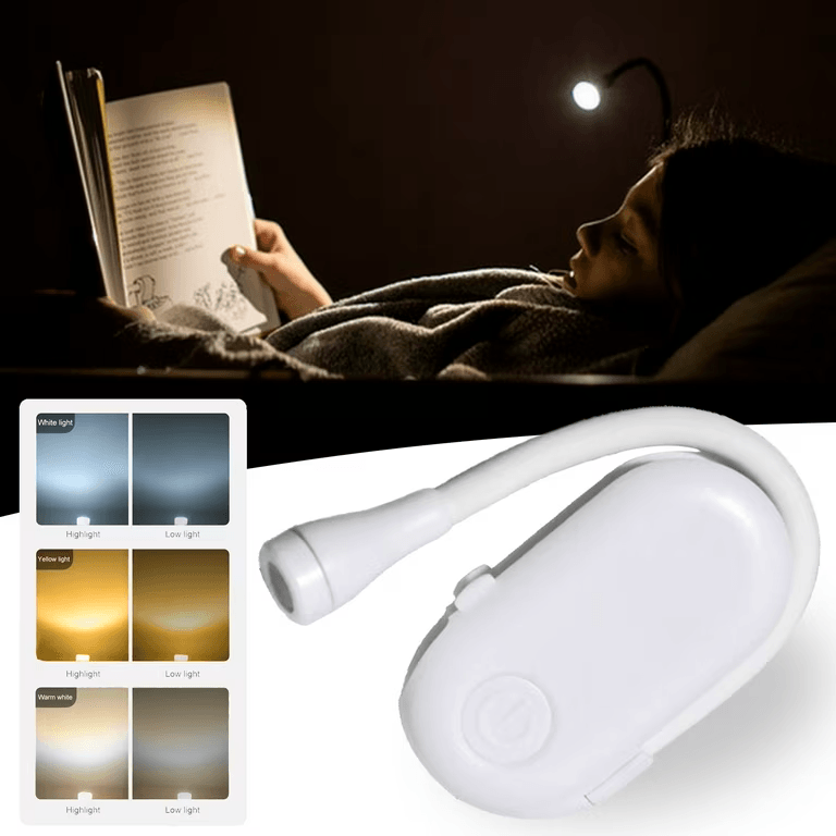 Mini LED Book Light  EyeFriendly 3Color Rechargeable ClipOn Lamp For Reading Travel  Study 5