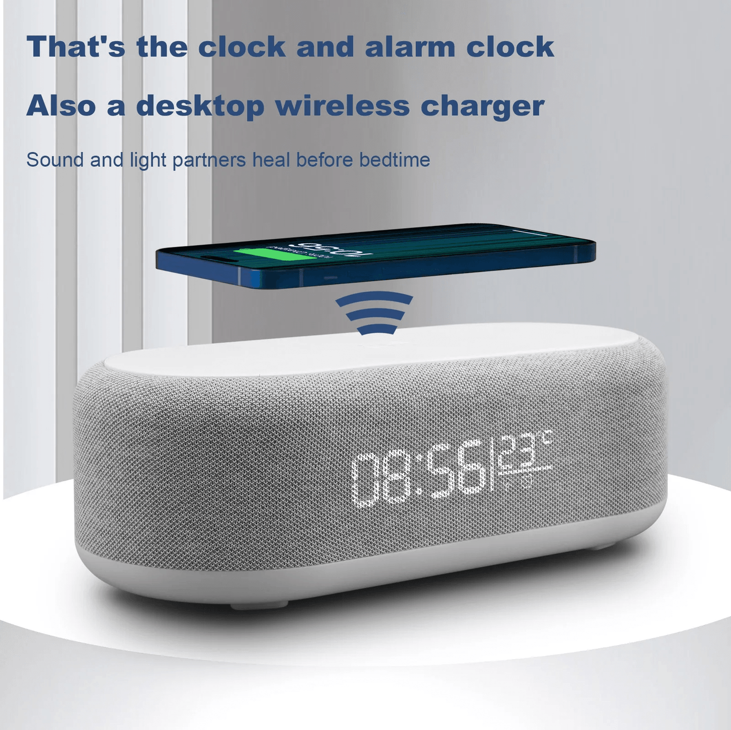AllinOne Wireless Charger Alarm Clock With LED Display  Thermometer  15W Fast Charging Station For