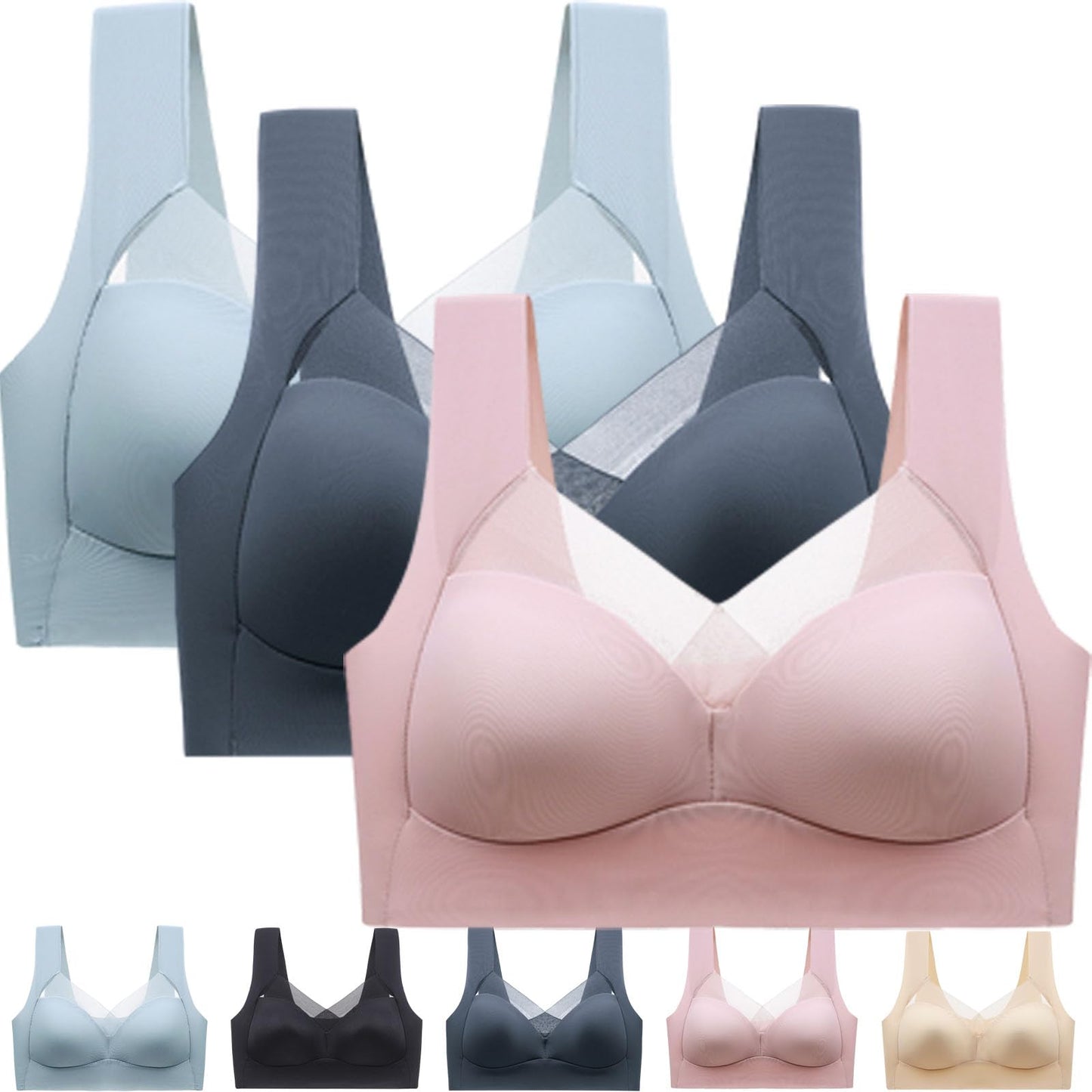 3Pack Ice Silk Seamless Sports Bras  WireFree Comfort With AntiSag Support 4
